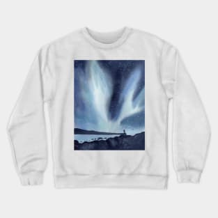 Northern Lights Nature Landscape Painting Crewneck Sweatshirt